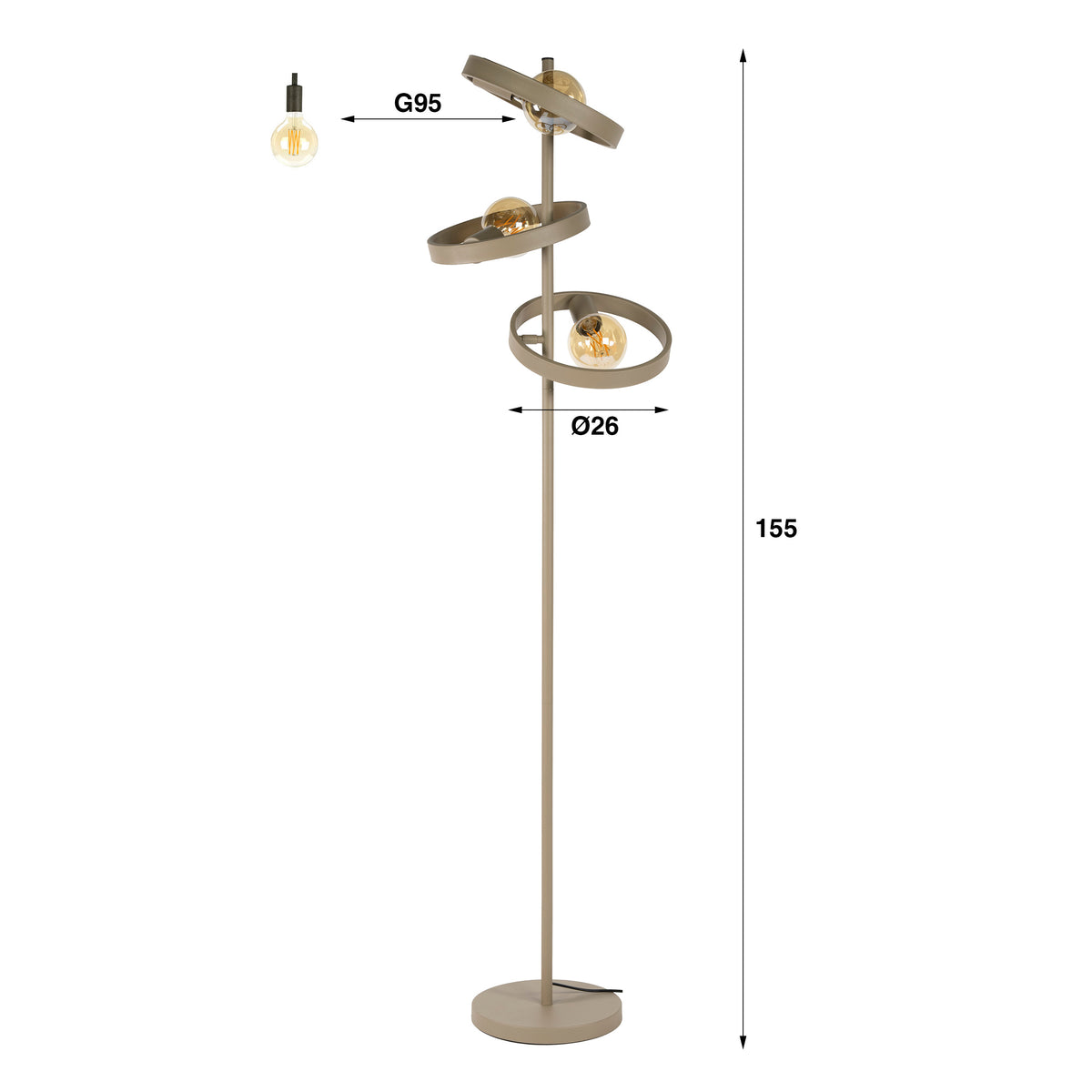 Stehleuchte Elica 3-flammig / Beige