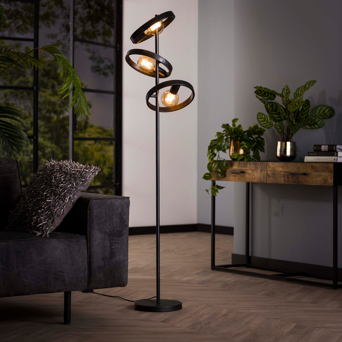 Elica floor lamp 3-light / Charcoal