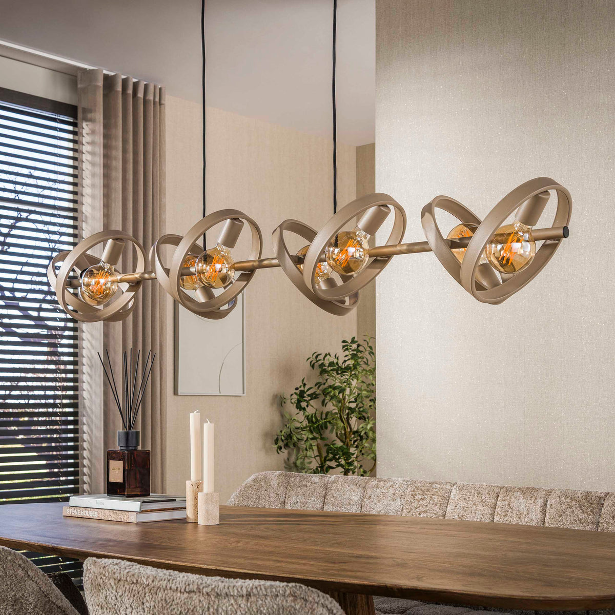 Pendellampe Elica med 8 lyskilder / Beige