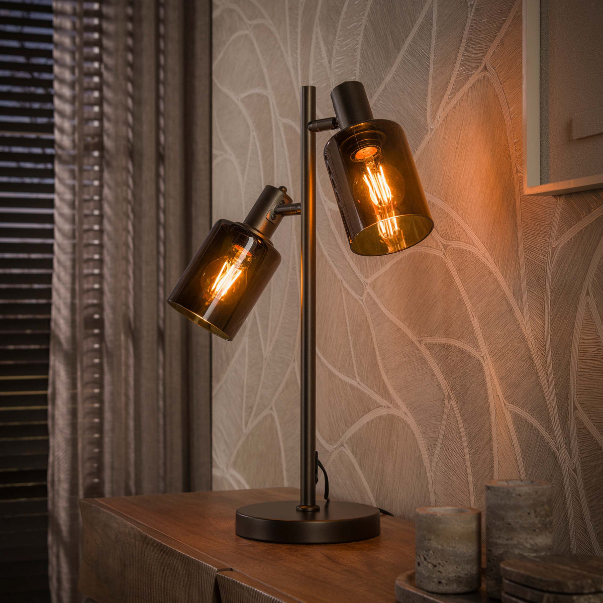 Ambrio table lamp 2-light / Sienna brown