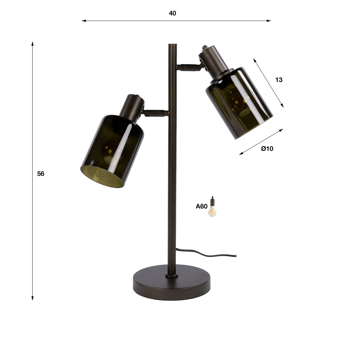 Ambrio table lamp 2-light / Sienna brown