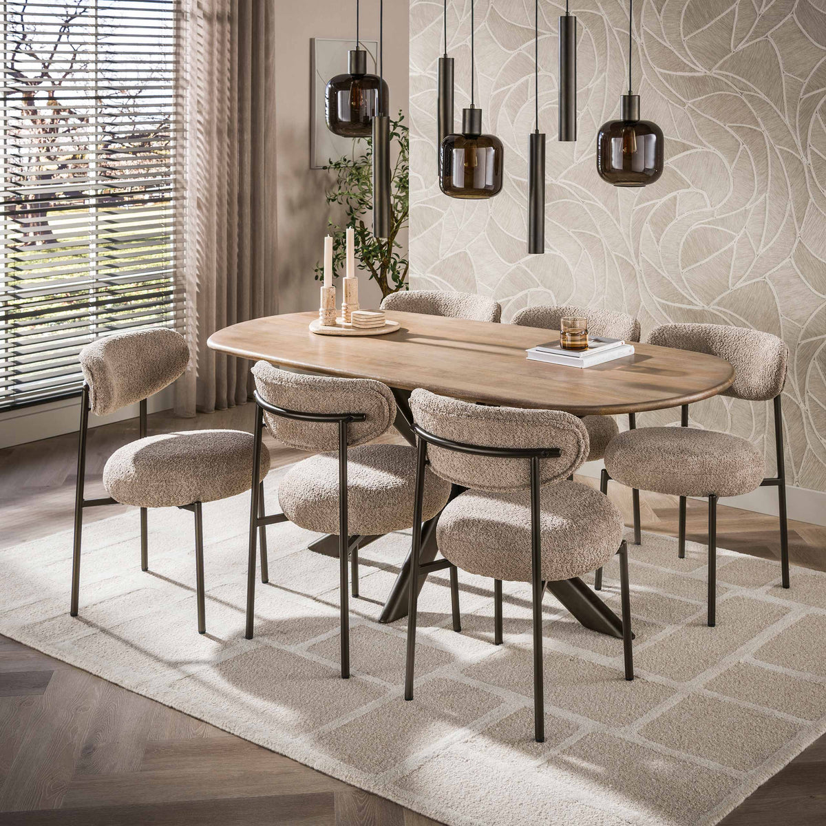 Pendellampe Copper med 4+3 lyskilder / Sienna brun