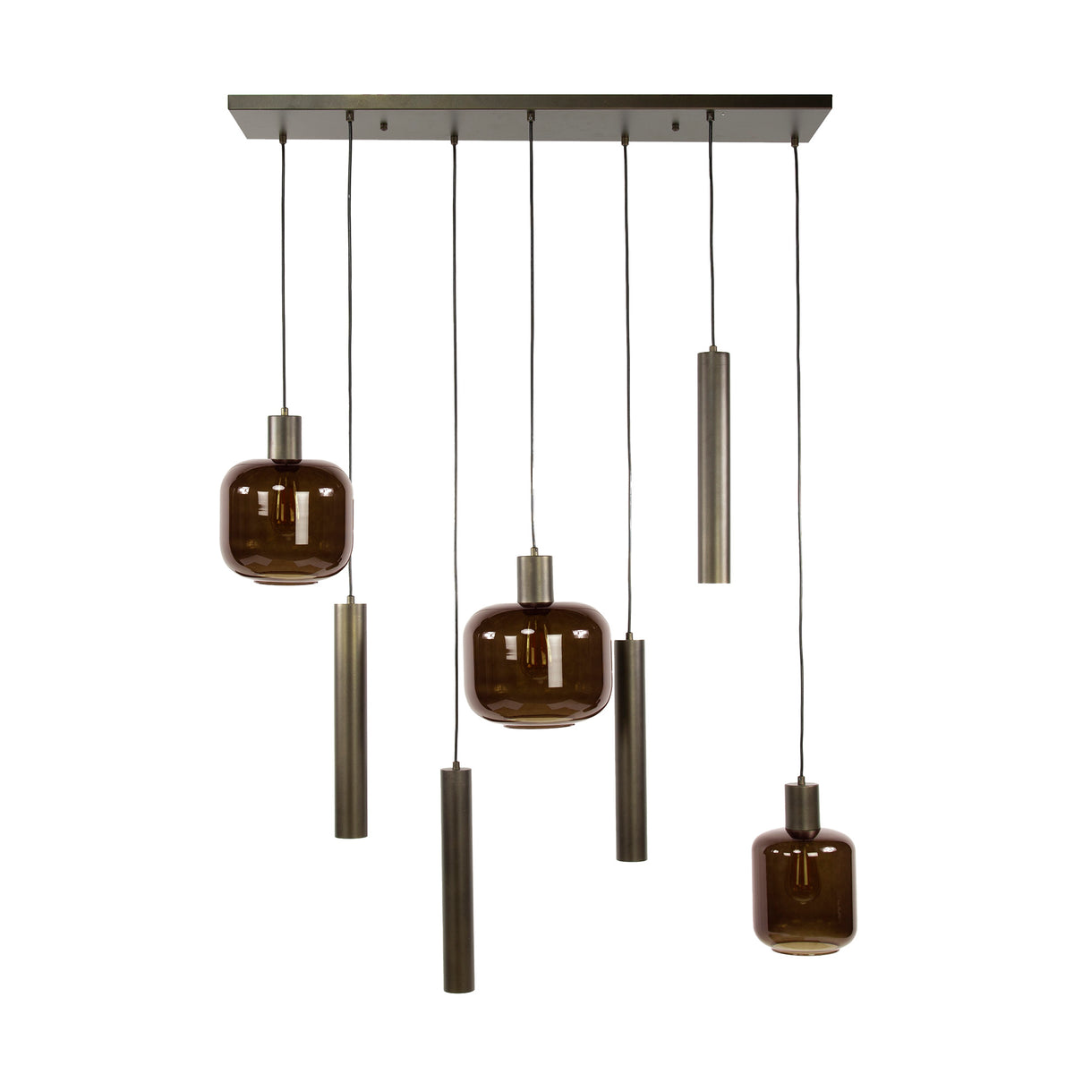 Pendellampe Copper med 4+3 lyskilder / Sienna brun