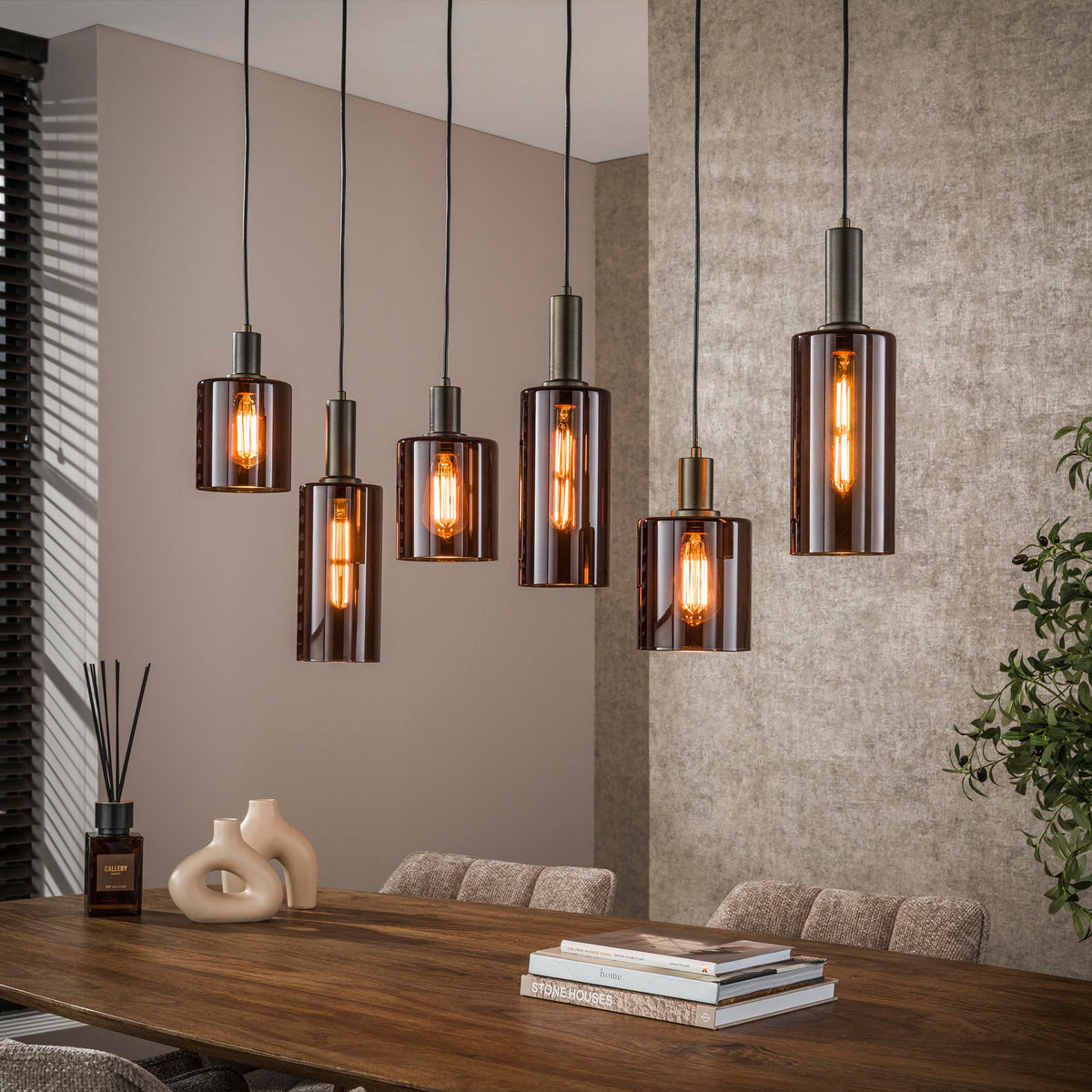 Ambrio 6-light pendant lamp / Sienna brown