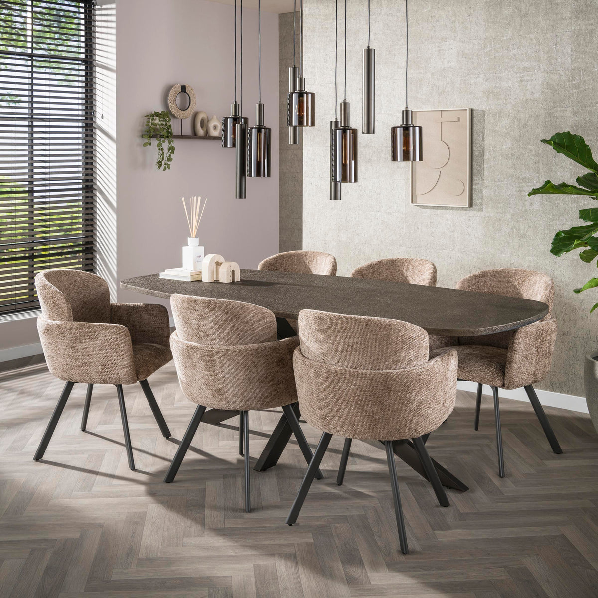 Pendelleuchte Ambrio 5+4-flammig / Sienna Braun