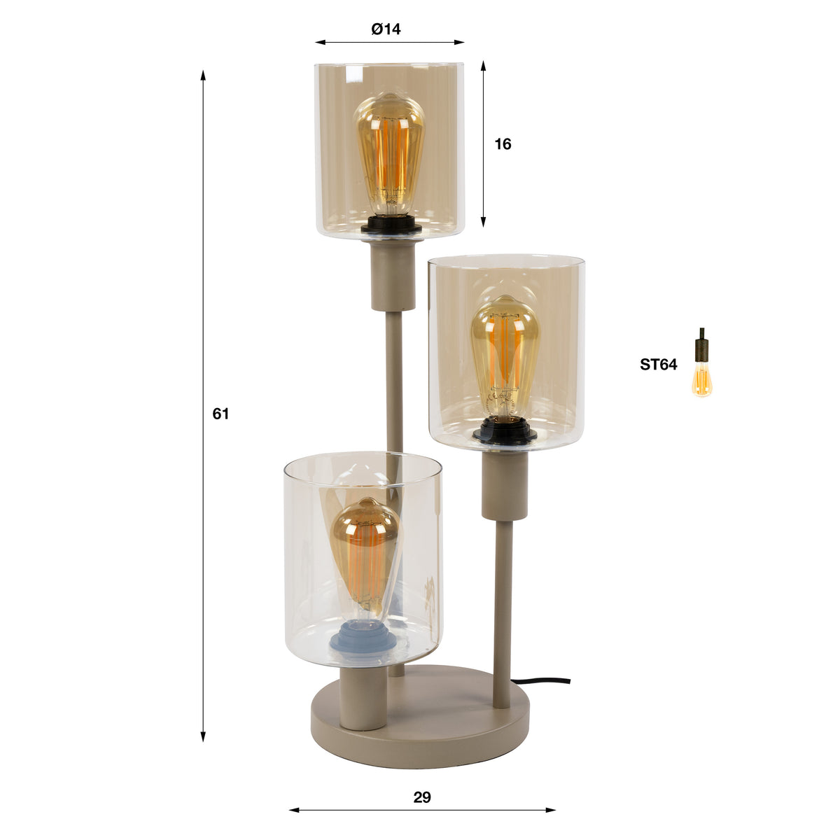 Ambrio table lamp 3-light / Beige