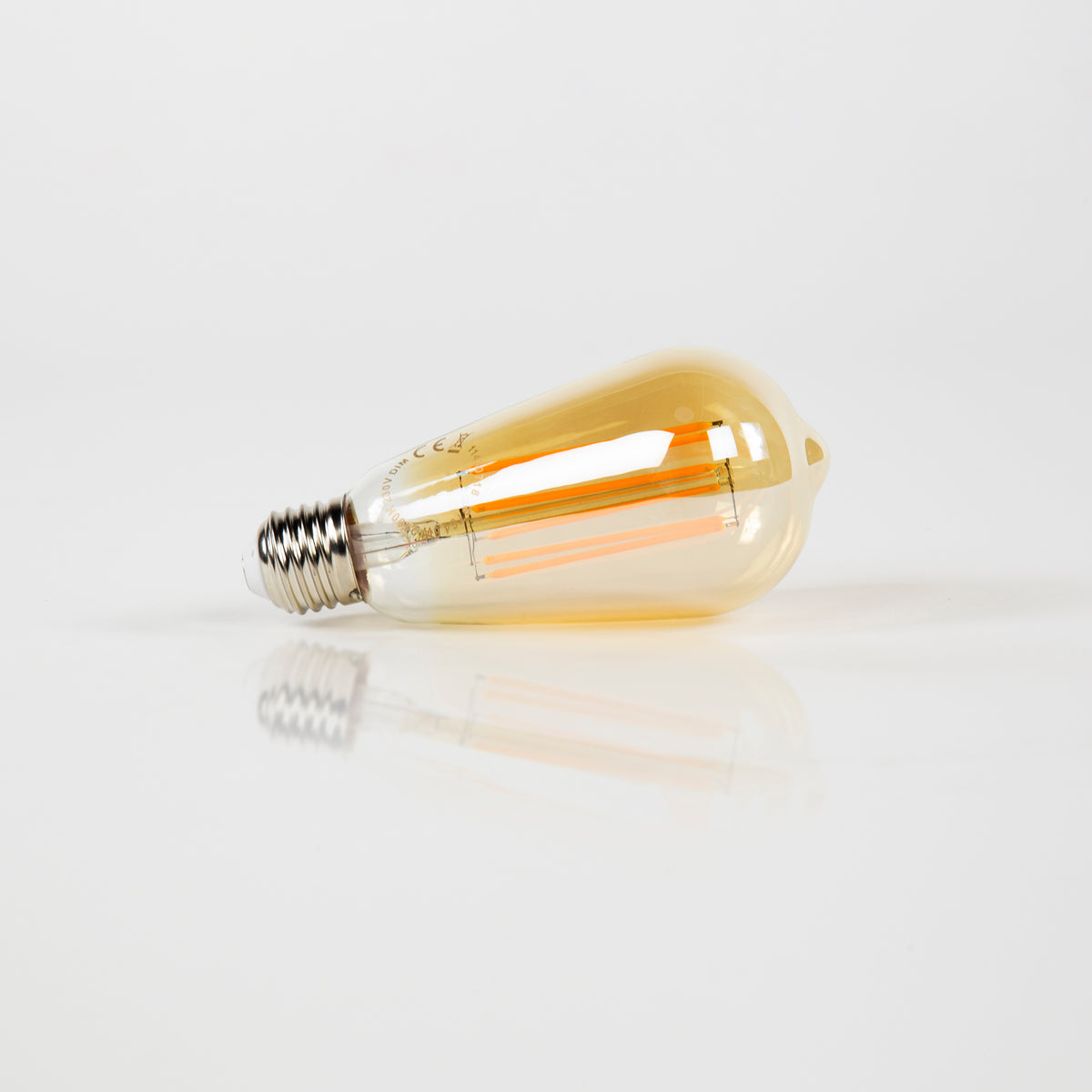 LED light source [ST64] filament teardrop / Amber glass